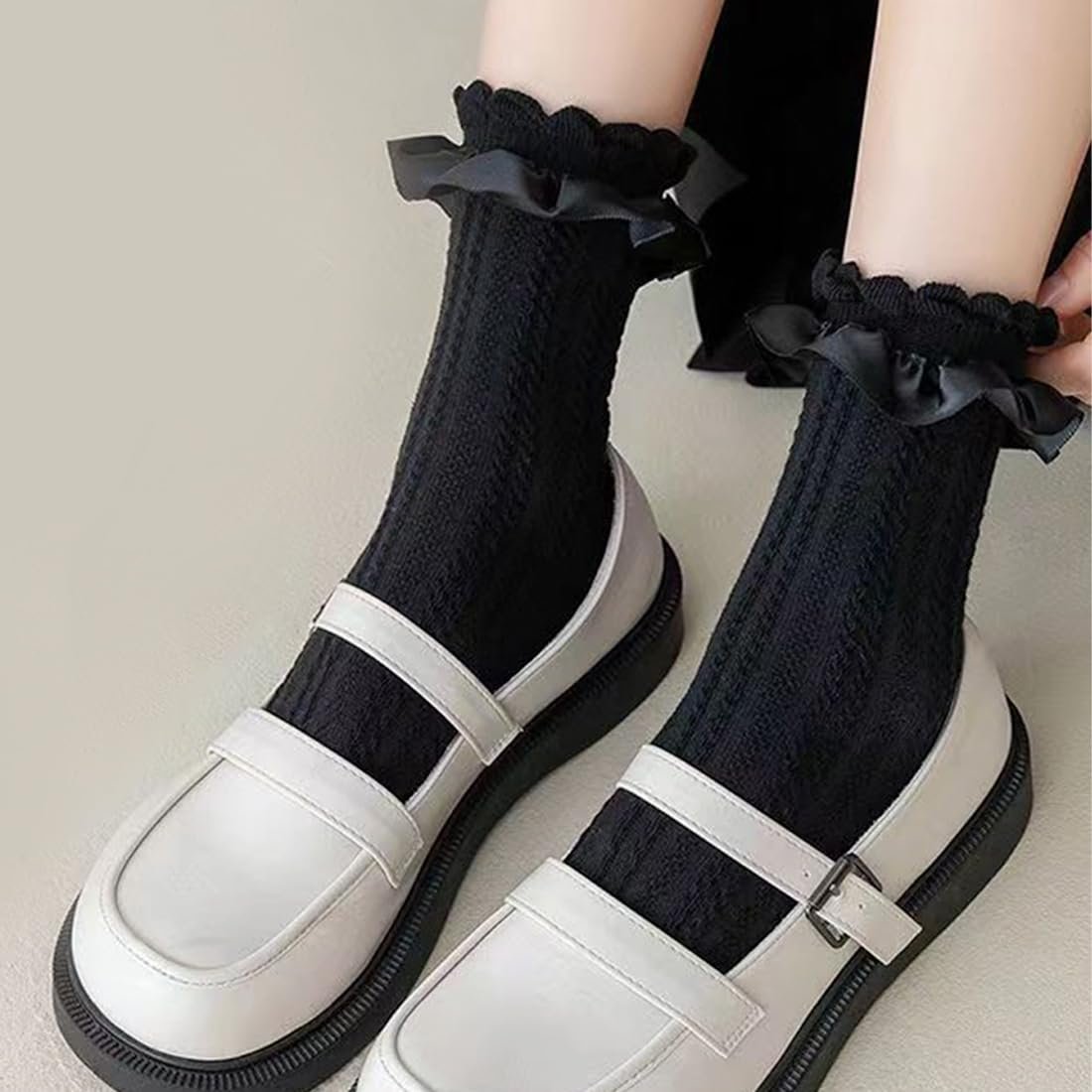 Носки с рюшами (4 пары) Белые носки с рюшами, Кружевные носки, Милые балетные носки, Носки для танцев принцессы для женщин и девочек, фото №4