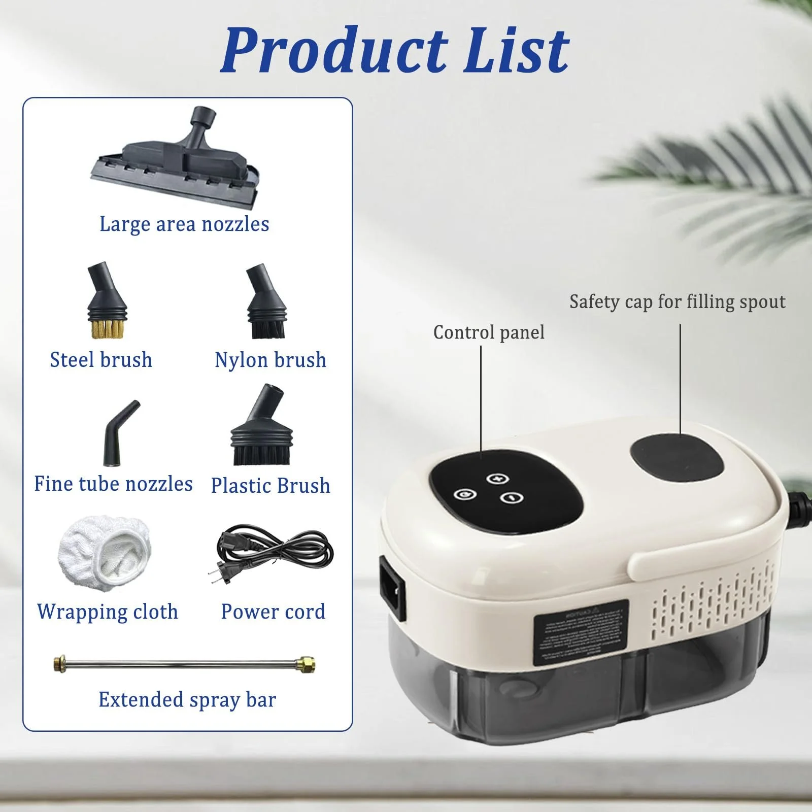 Пароочисник переносний 2500 W 1000 ml 3 щітки, фото №2