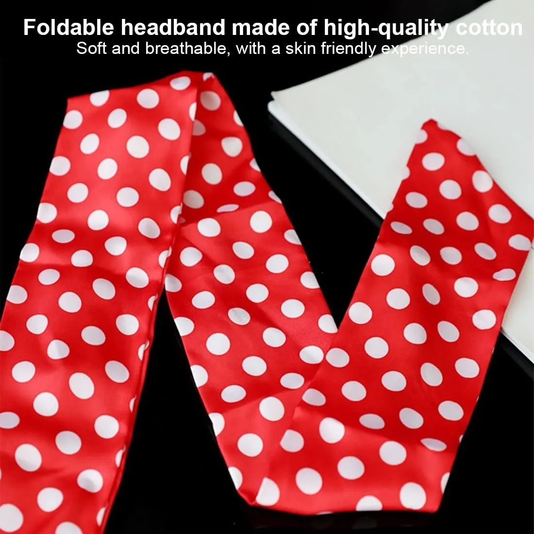 Набір пов'язок на голову з вузлом (2 шт.), мила в горошок, фото №3