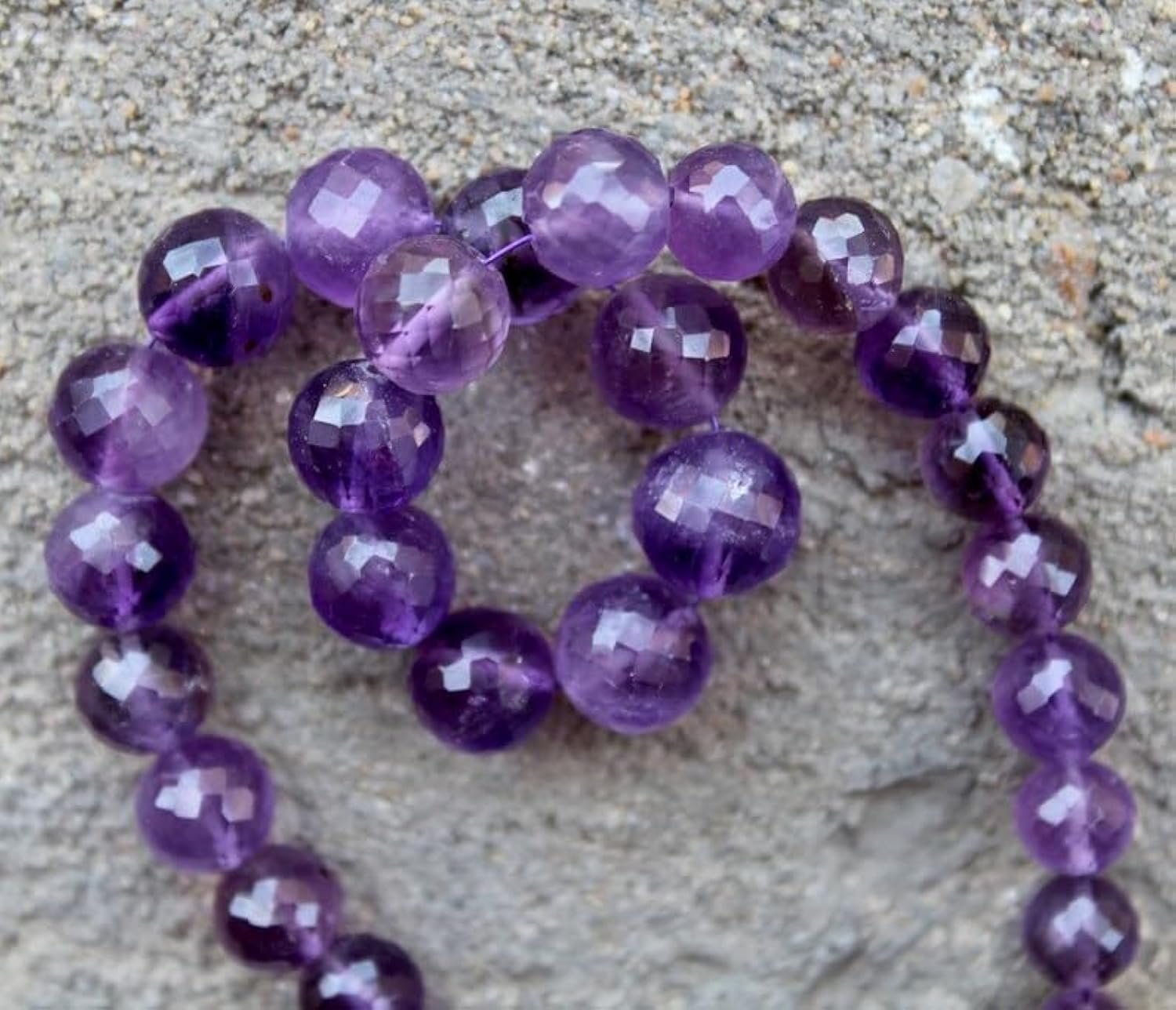 Бусины из натурального аметиста рондель граненые 6-10 мм, нить длиной 20 см драгоценные камни для ожерелья, браслета, фото №1