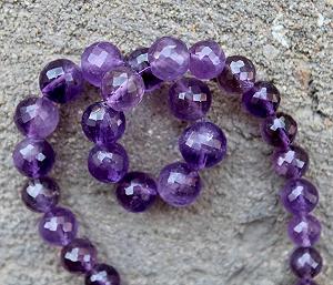 Бусины из натурального аметиста рондель граненые 6-10 мм, нить длиной 20 см драгоценные камни для ожерелья, браслета - Фото 1