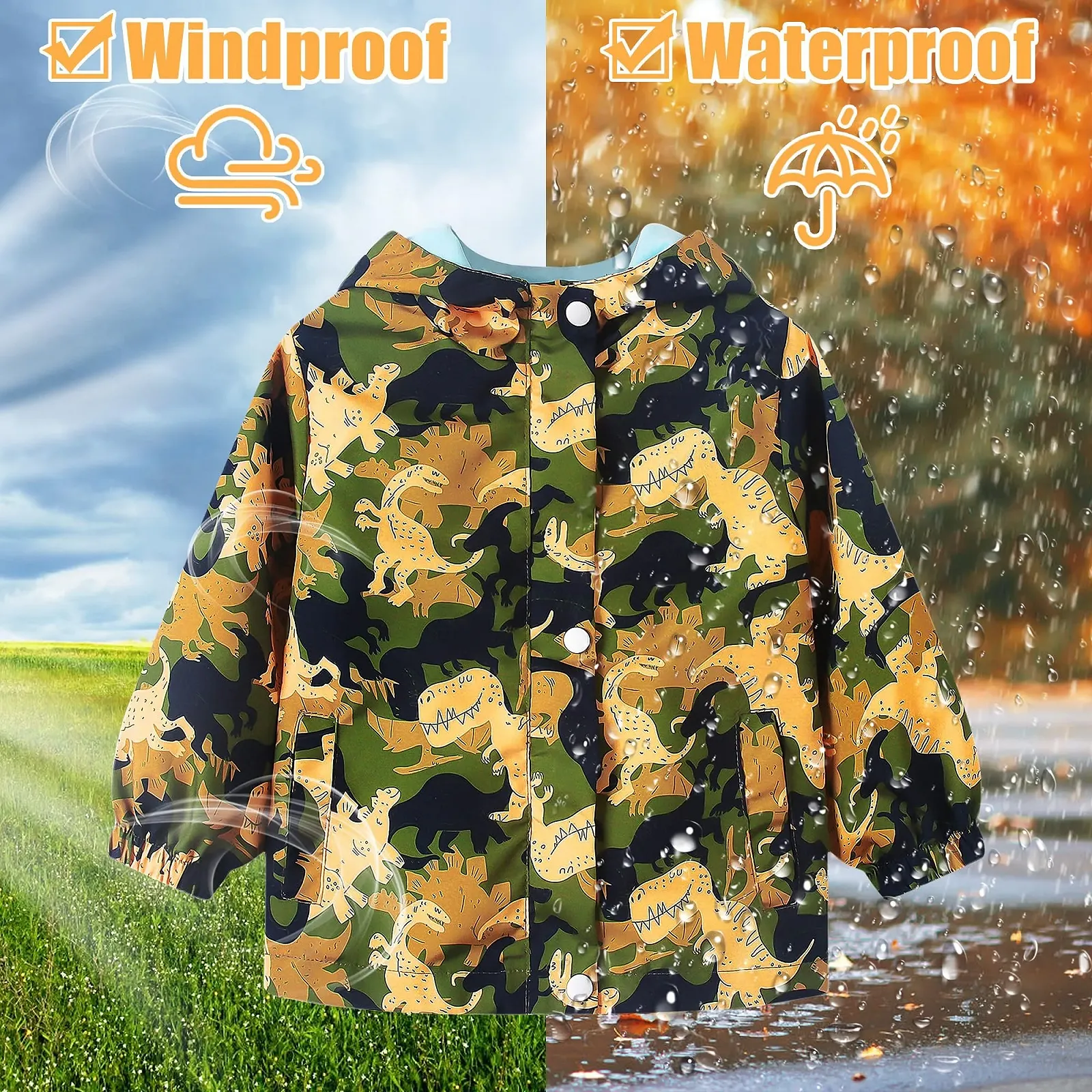 Водонепроникна дитяча куртка JinBei з капюшоном для хлопчиків, фото №3