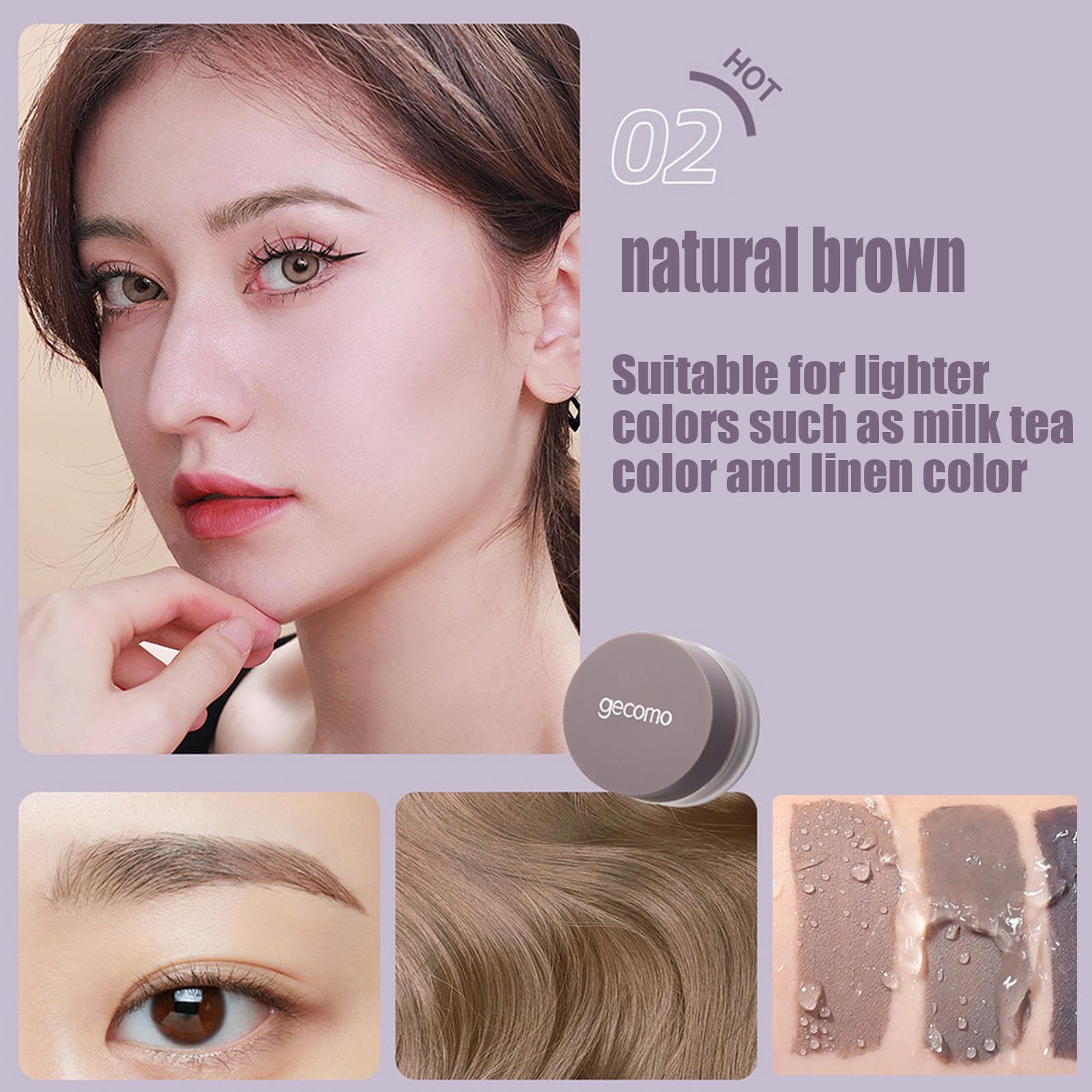 Крем-пудра для брів Водостійка Довготривала з пензлем, фото №2