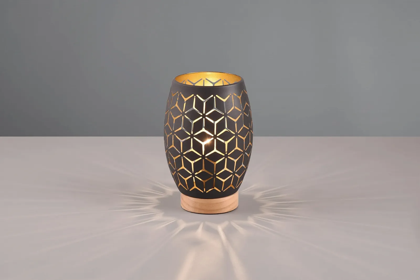 Настільна лампа Reality Leuchten Bidar R51571080 E27 Black Matt Wood Natural, фото №2