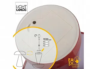 Настільна лампа 15.5 x 20.5 см на батарейках, металева основа, пластмасовий плафон у формі гриба, червона synthetic.ua - Фото 1