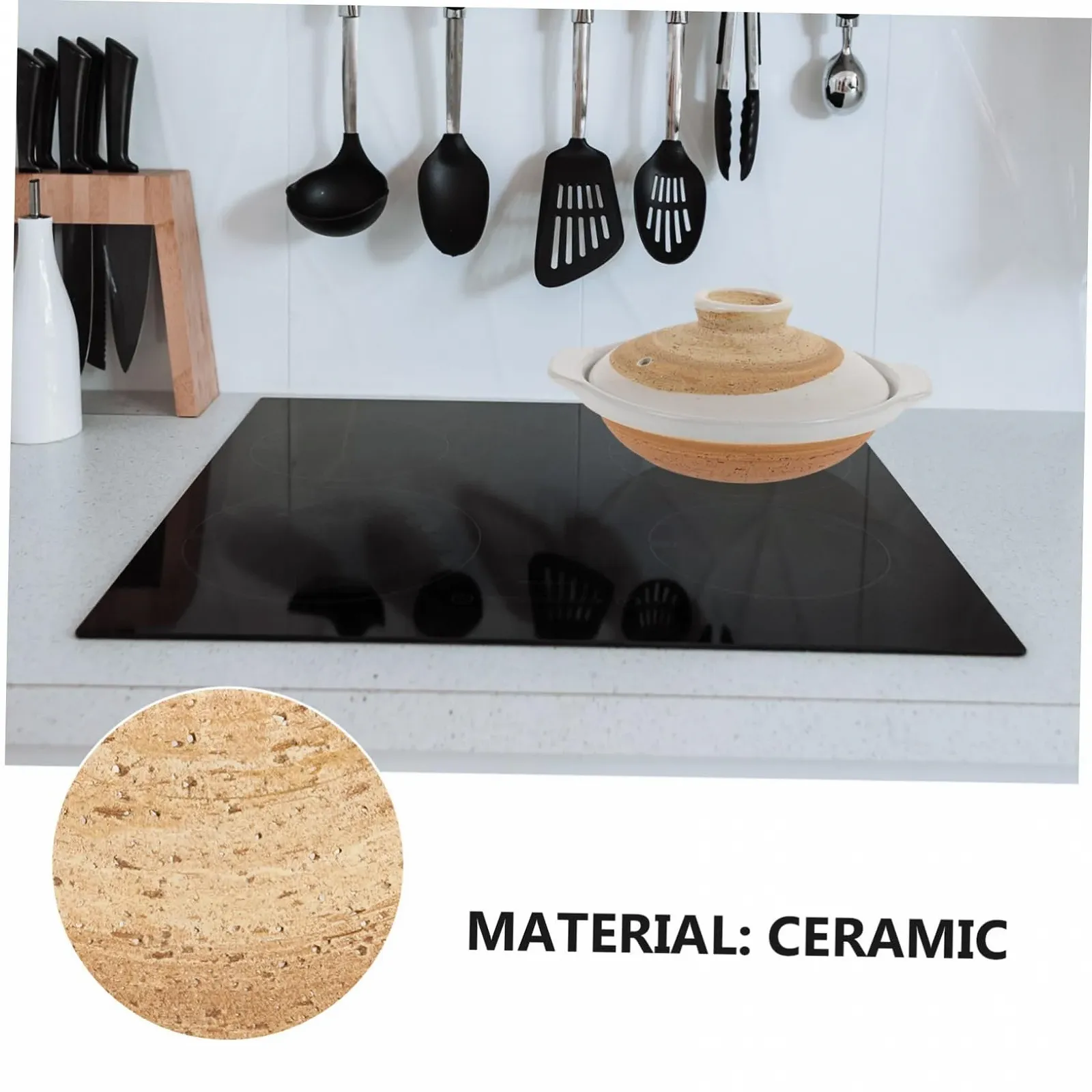 Кастрюля керамическая жаростойкая японский стиль с крышкой для тушения, фото №2