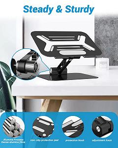 Подставка для ноутбука, регулируемая по высоте, эргономичная алюминиевая, складная вентилируемая подставка для ноутбуков MacBook, Dell, Lenovo, HP, Samsung, Acer и Huawei (10-17.3 дюймов) synthetic.ua - Фото 1