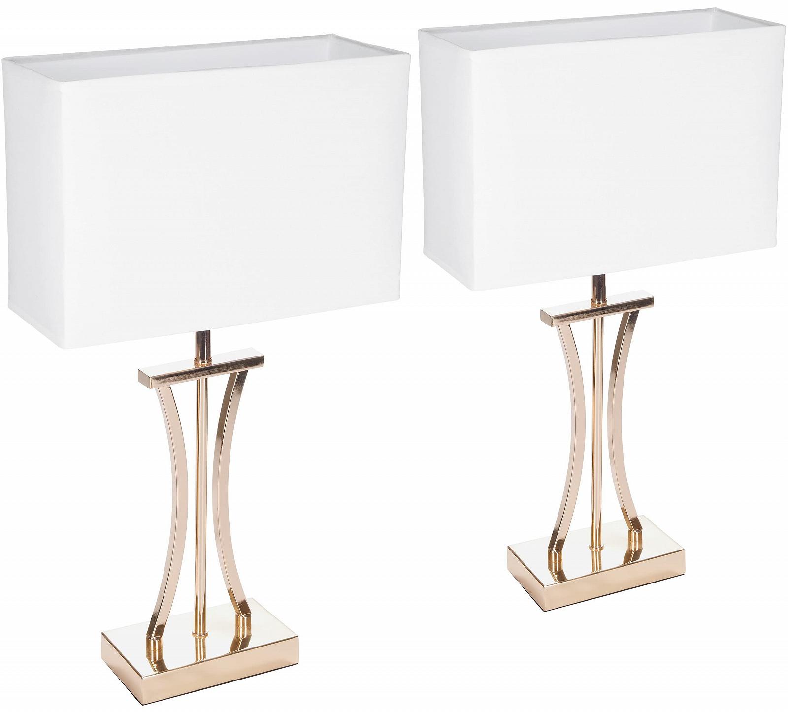 Набір з 2 настільних або приліжкових ламп BRUBAKER Golden Column Vintage Metal 50 см висота Gold White, фото №7