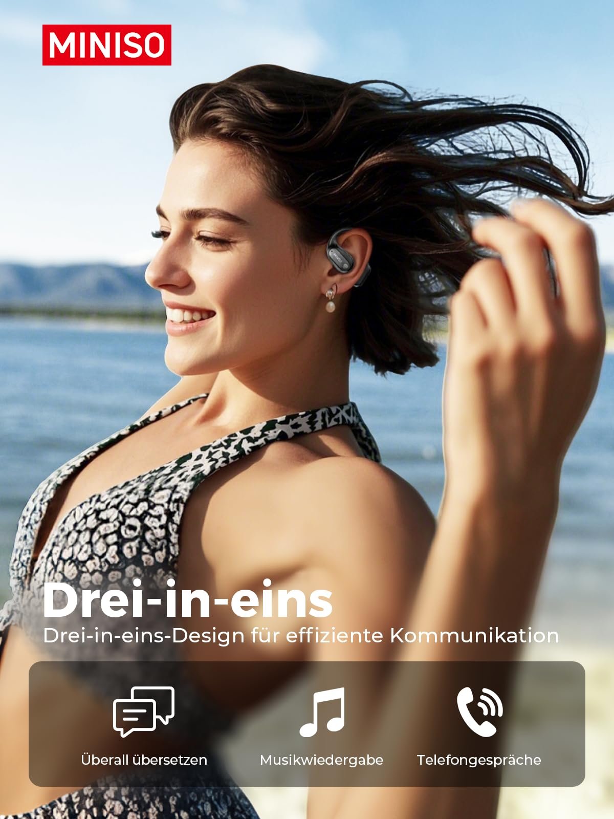 Навушники-перекладач MINISO MS190 AI, 3-в-1, 134 мови, 5 режимів перекладу, Bluetooth 6.0, 60 годин для навчання, фото №8