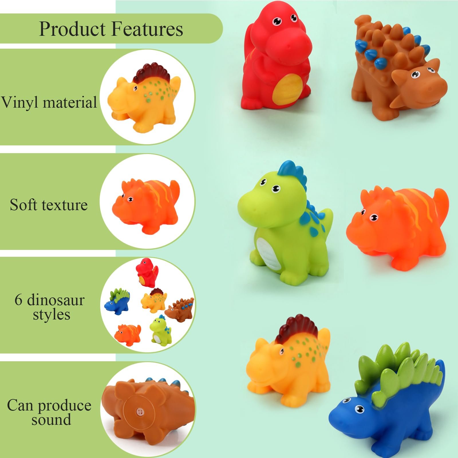 Набір Іграшок для Ванни Дизайн Динозаврів 6 шт., фото №3