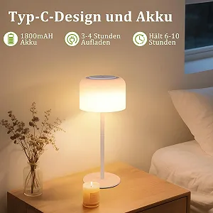 Настільна лампа Homefire Бездротова LED Акумуляторна USB-C 3 колірні температури Димована Водонепроникна Сенсорна synthetic.ua - Фото 1