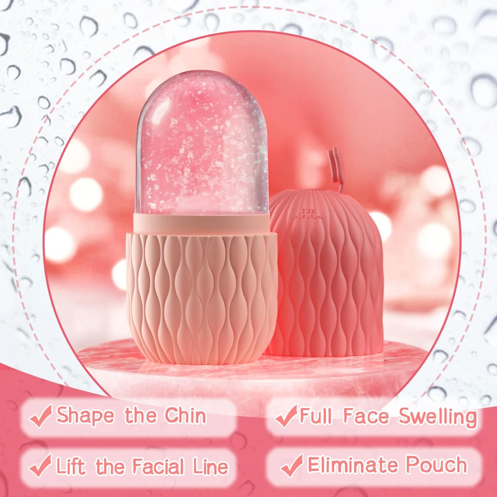 Ролик крижаний WishesMar Ice для обличчя, для очей, шиї, покращує еластичність шкіри, фото №4