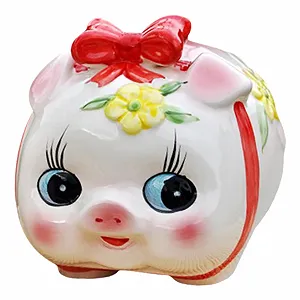 Скарбничка керамічна Ceramic Piggy Bank Порося з квітами червона - Фото 1