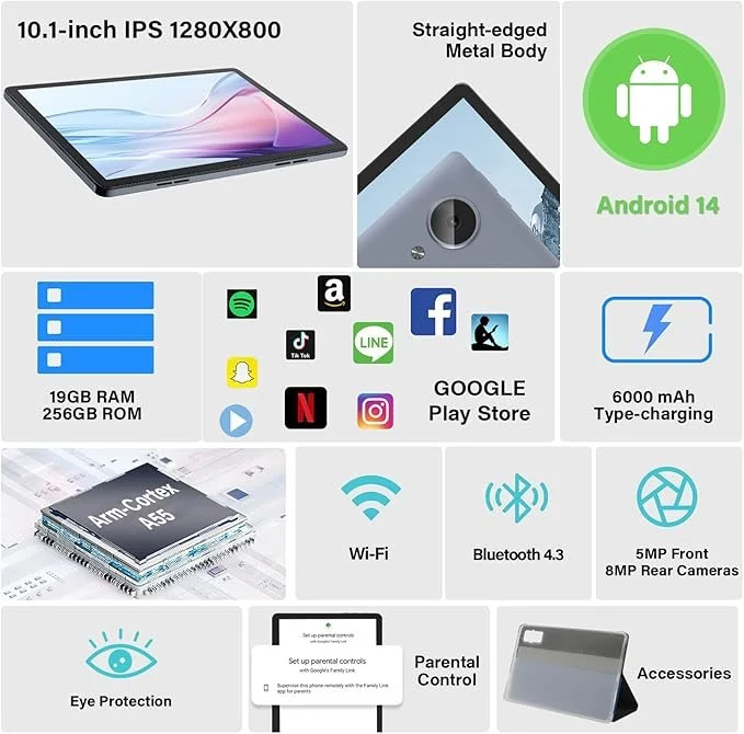 Планшет 10.1" GOTOWOD TabletPad 8+11/256 ГБ Android 14 6000 mAh Черно-серый, фото №2