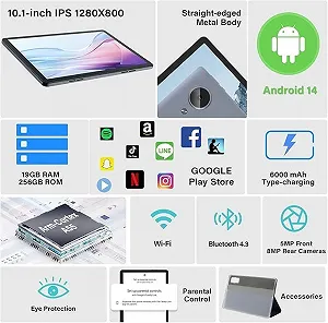 Планшет 10.1" GOTOWOD TabletPad 8+11/256 ГБ Android 14 6000 mAh Черно-серый synthetic.ua - Фото 1