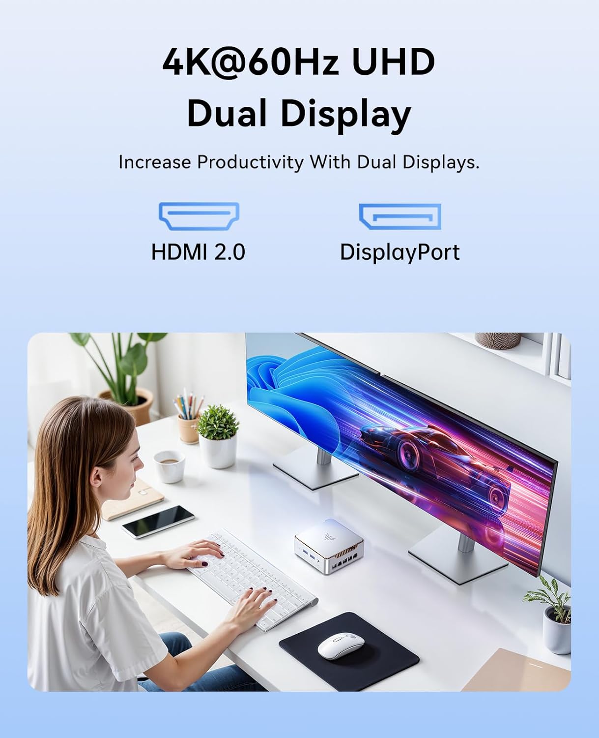 Мини ПК NiPoGi GK3PLUS / Intel Alder Lake-N97/ RAM 8GB / SSD 256GB / 1 x HDMI / 1 х LAN / Wi-Fi 6 / Bluetooth / Windows 11 / Серебристый, фото №7