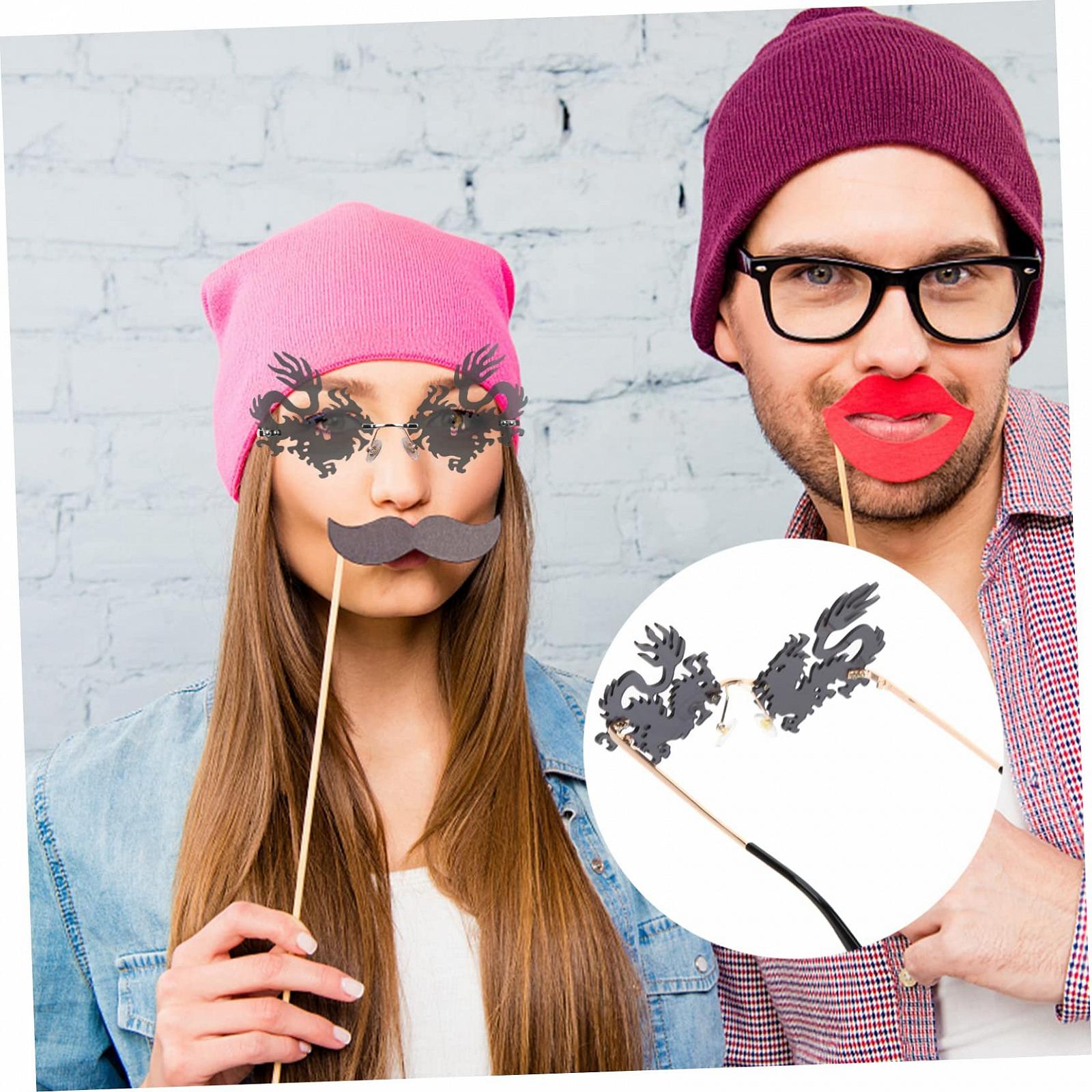 Сонцезахисні окуляри PACKOVE Без оправи, Модні, Набір з 3 пар, Візерунок дракона, фото №7