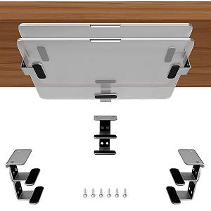 Подставка для ноутбука JEMACHE Aluminium 2-Layer Underdesk Bracket Shelf Holder Silver - Фото 1
