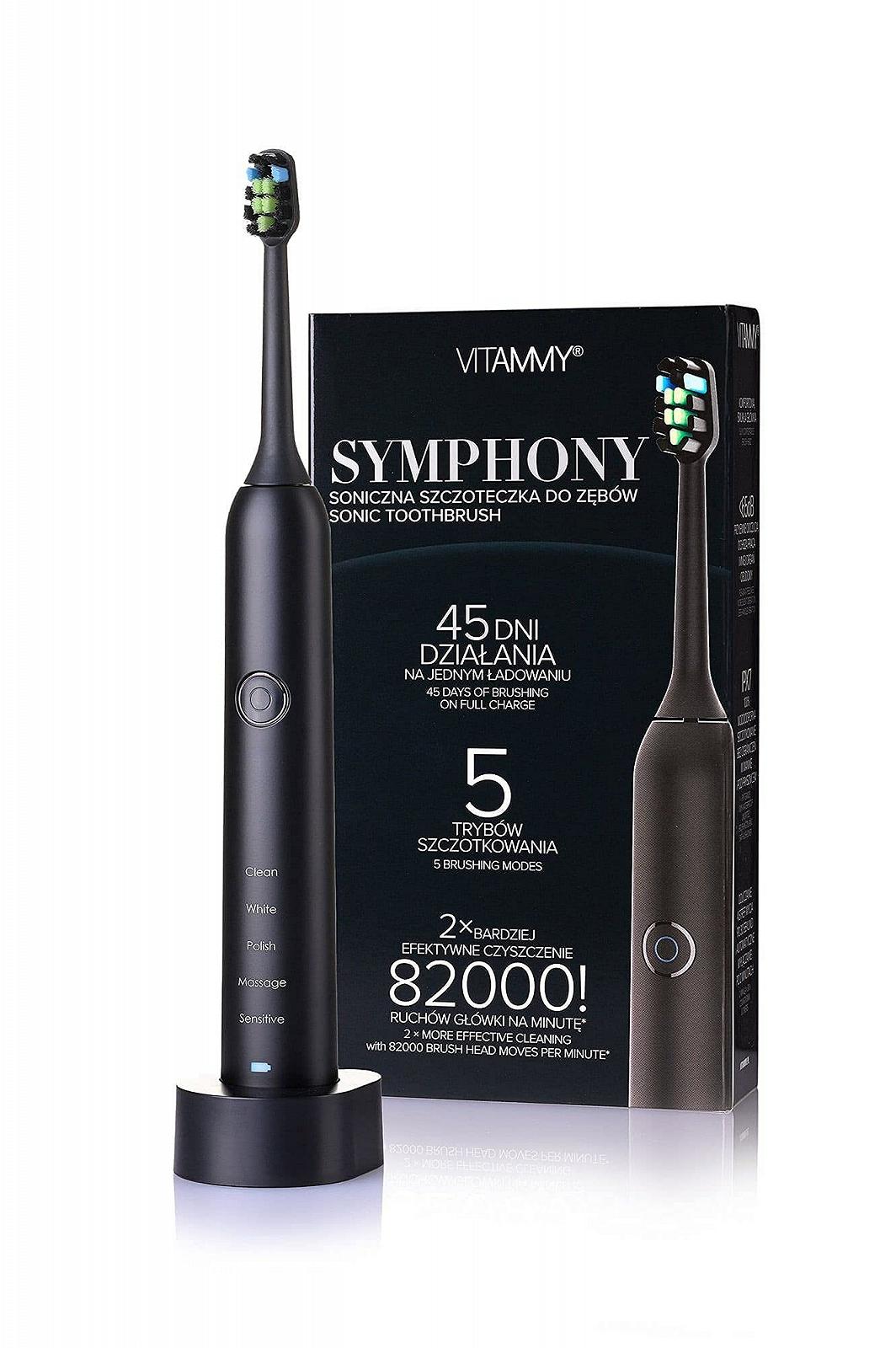 Електрична звукова зубна щітка VITAMMY Symphony 5 режимів 82000 об/хв Black, фото №1