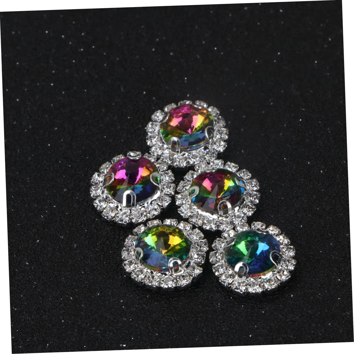 Стрази STOBOK 40 шт. Різнокольорові кристали з пласким дном для весільних та святкових прикрас, блискучі акценти для рукоділля, райдужні, фото №3