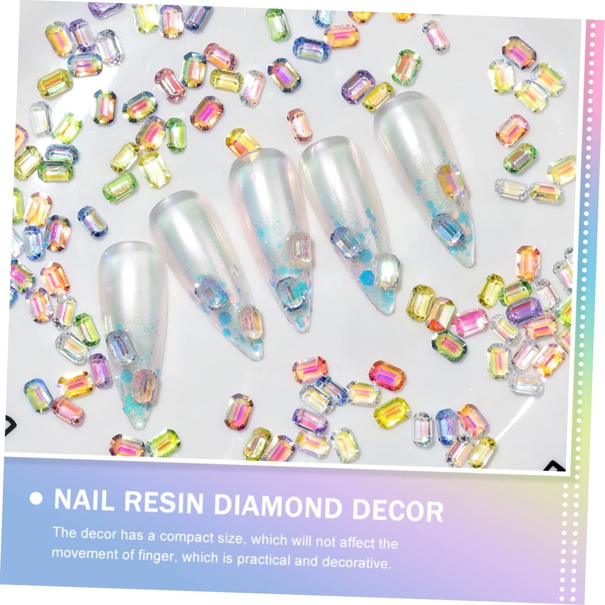 Mikinona Home Decor 2 коробки Аксессуары для ногтей Набор для маникюра DIY Украшения для маникюра Маленькие бриллиантовые украшения из смолы для ногтей Разноцветные бриллианты для самостоятельного изготовления ногтей, фото №9