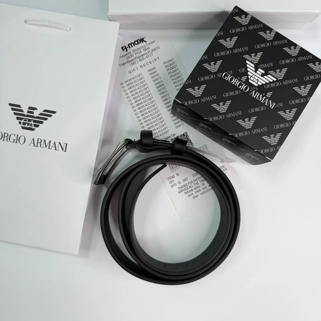 Чоловічий ремінь Armani з натуральної шкіри для джинсів, 130 см, фото №4