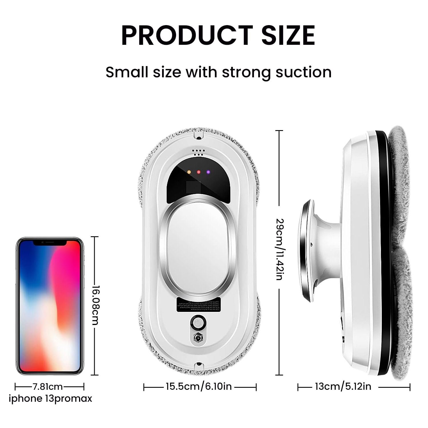 Робот для мойки окон, Intelligent Electric Window Cleaner с мощностью всасывания 5600 PA, дистанционным управлением, обнаружением краев и аварийной защитой питания, 0.35 м/мин робот для мойки стекла для окон, фото №7