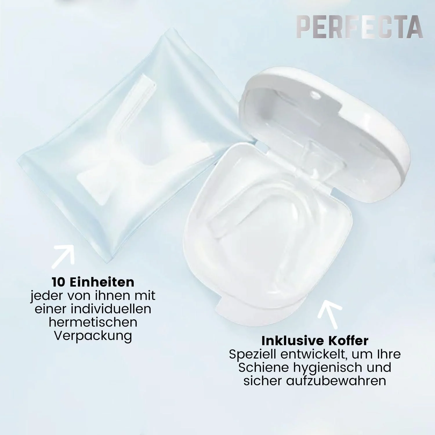 Нічна шина Perfecta Pack of 10 для бруксизму та СНЩС, шина проти хропіння, без BPA, шина для зубів з футляром, фото №4