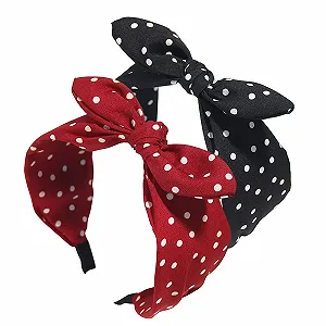 Обруч на голову Тканинна в горошок з бантом - Фото 1