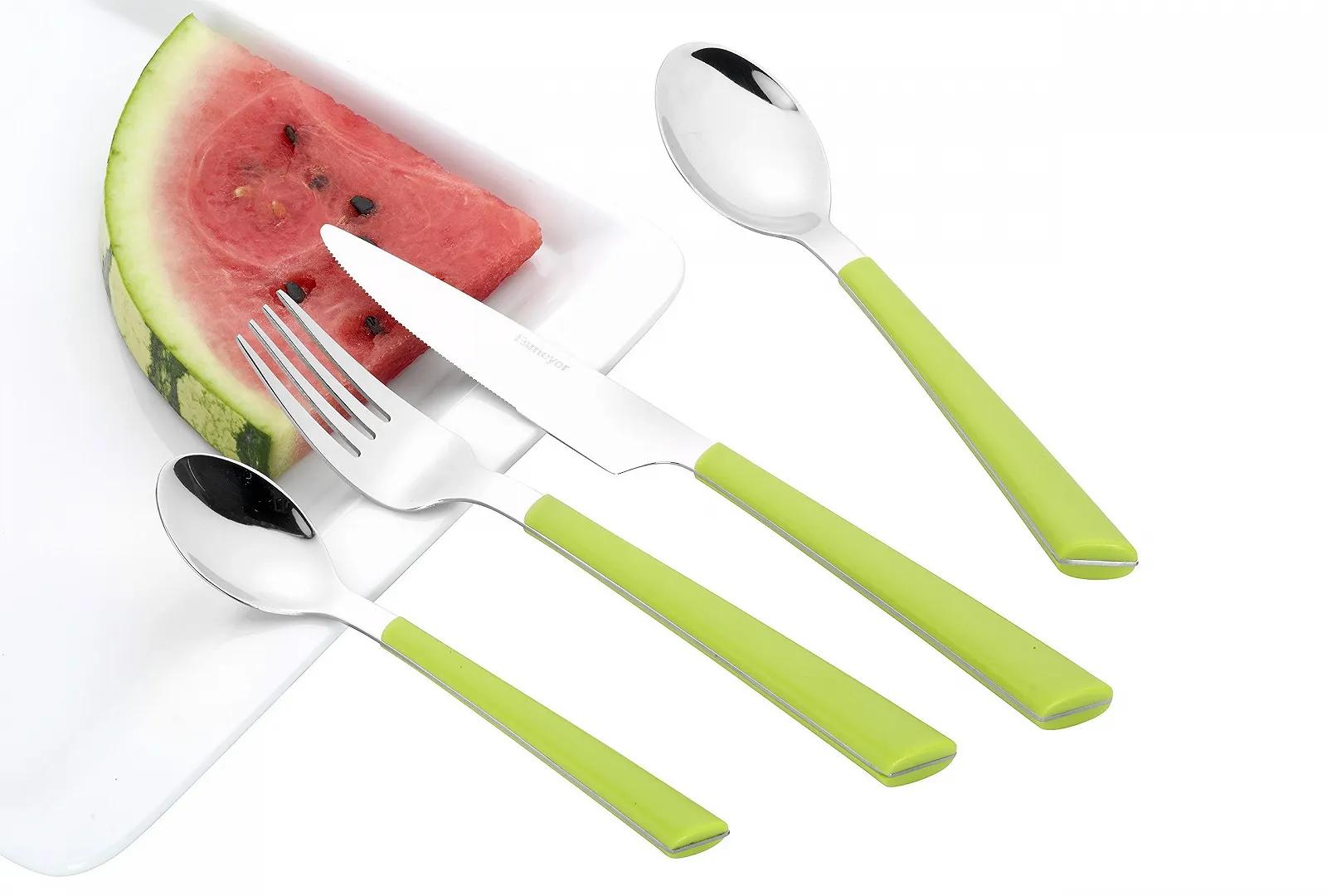 Набір столових приборів Esmeyer Jane 199-427, 24 предмети, поліровані, з пластиковими ручками, зелений, фото №6