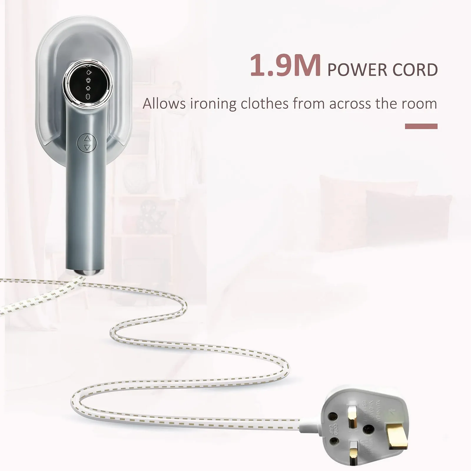 Вертикальный отпариватель HOMCOM 1200 Вт 100 мл 2 уровня пара Серый, фото №4