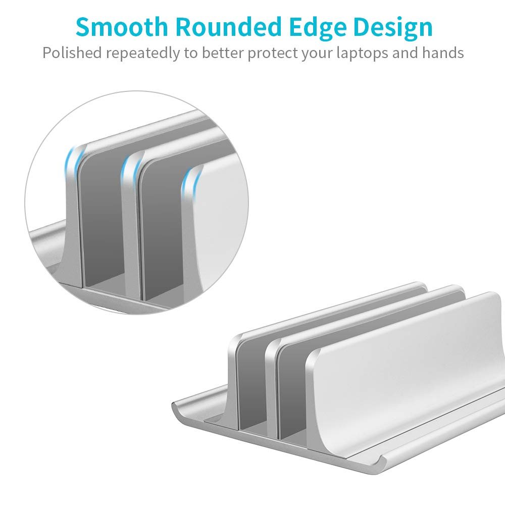 Подставка для ноутбука вертикальная VAYDEER Регулируемая 4-в-1 Алюминиевая до 17.3 дюймов Серебристая, фото №5