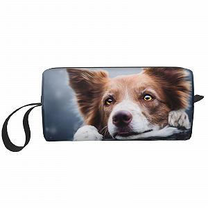 Косметичка Brauner Border-Collie-Bokeh-Gott mit gelben Augen 20 x 6 x 9 см - Фото 1