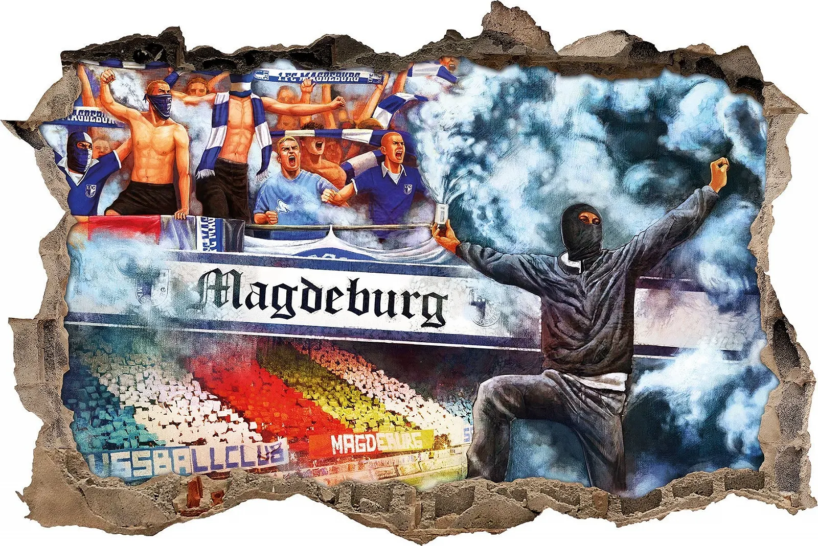 Настенная наклейка Ultras Magdeburg Collage 3D 92 x 62 см, фото №1 Настенная наклейка Ultras Magdeburg Collage 3D 92 x 62 см, фото №1