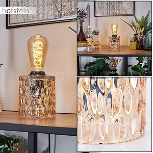 Настільна лампа Sonhim Скло / Метал Скляний плафон 11 см 1 x E27 Янтарний / Чорний synthetic.ua - Фото 1