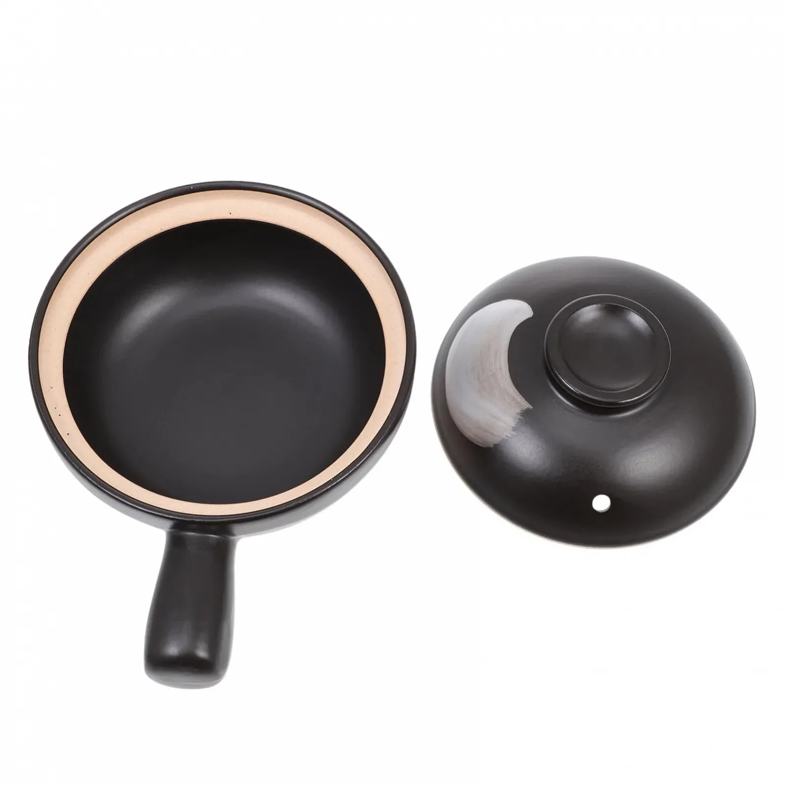 Керамическая кастрюля для тушения TOYANDONA традиционная маленькая с ручкой термостойкая для рагу и супов, фото №1