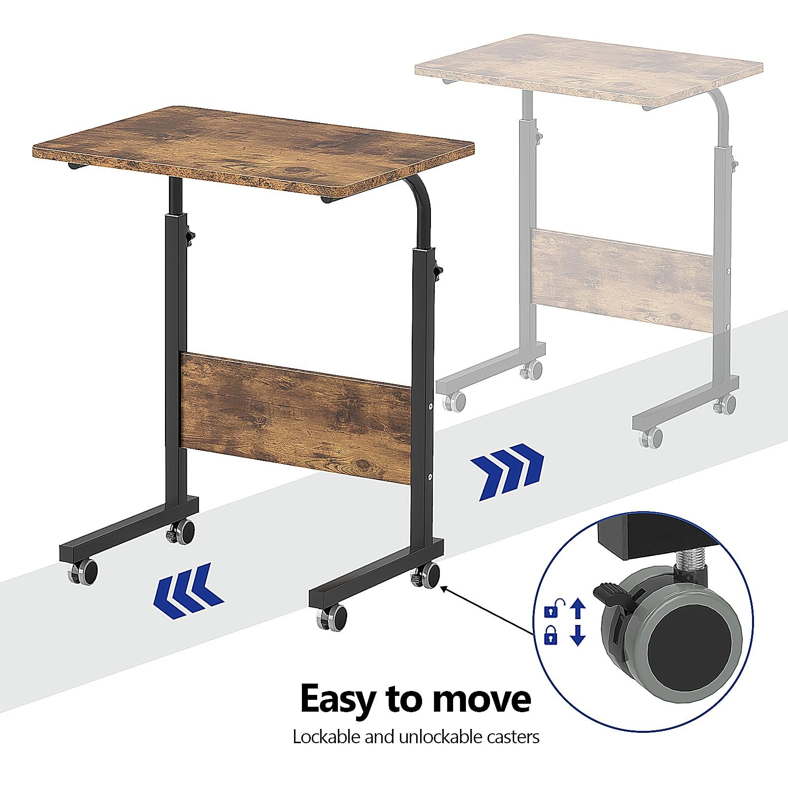 Столик для ноутбука SogesHome с регулируемой высотой, на колёсиках, фото №6