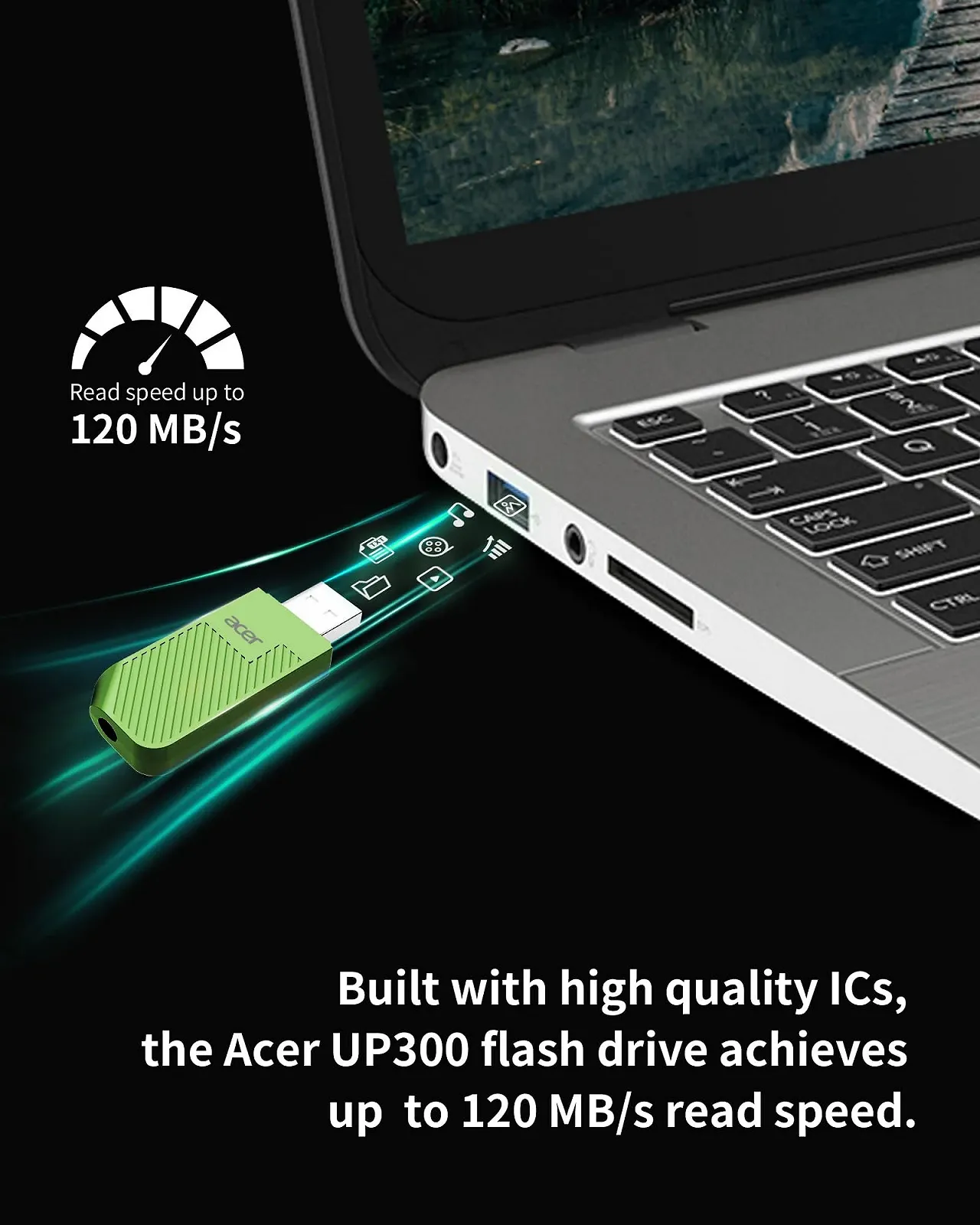 USB Flash Drive Acer UP300 32GB USB 3.2 Gen 1 120 МБ/с Green, фото №2