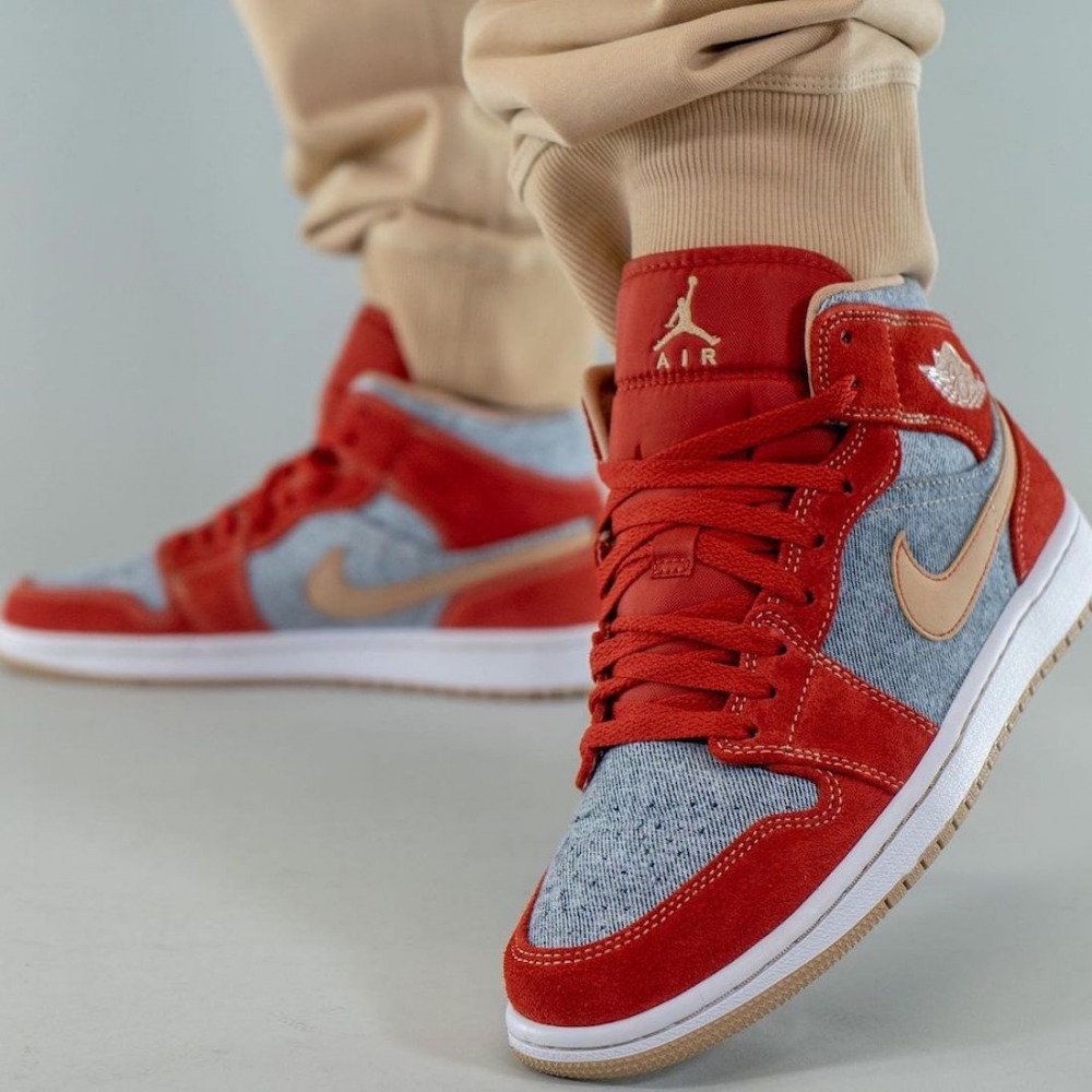 Кросівки Nike Air Jordan 1 Mid Denim Red 47, фото №6