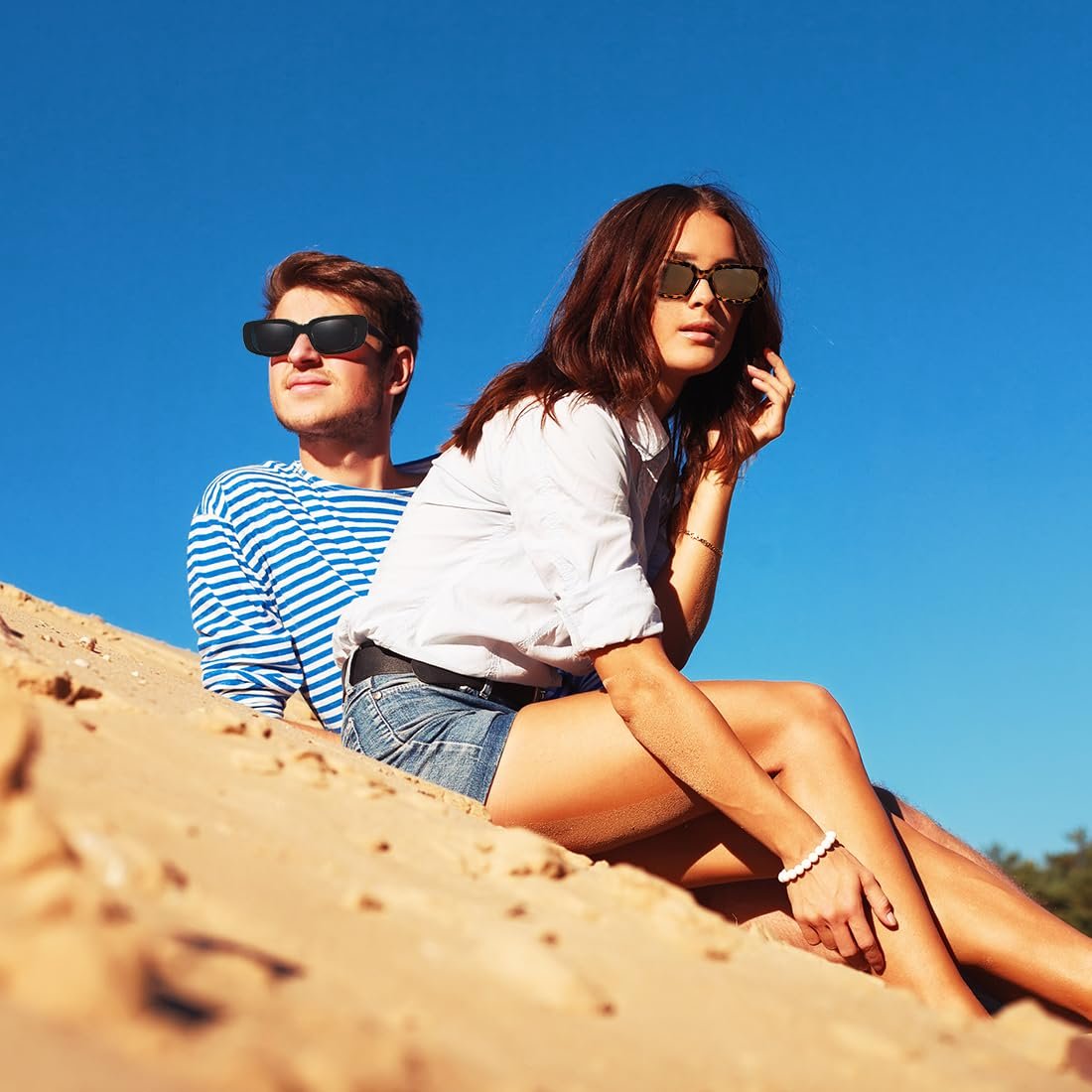 Сонцезахисні окуляри Meleager Вінтажні Прямокутні, Набір 4 шт, Квадратна оправа, UV400, фото №7