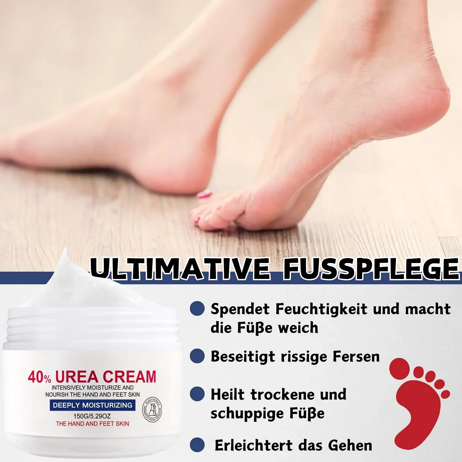Крем для ног Urea 40% против мозолей и трещин интенсивно увлажняющий 150 г, фото №3