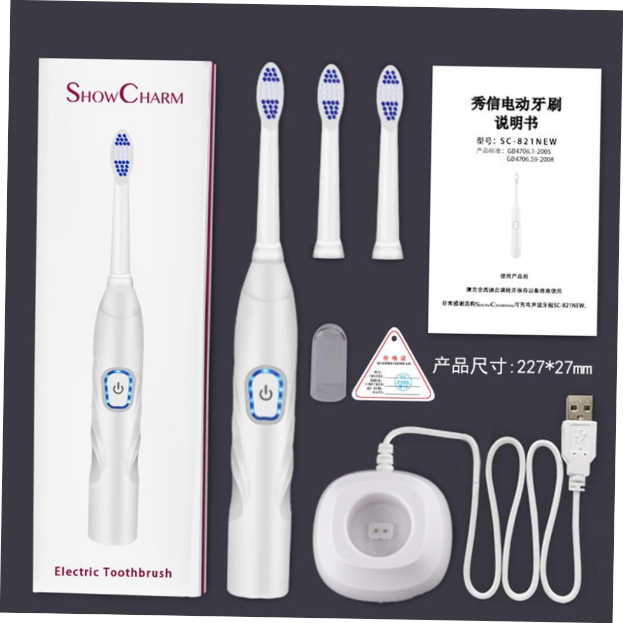 Дитяча електрична ультразвукова зубна щітка Gatuida USB White, фото №9