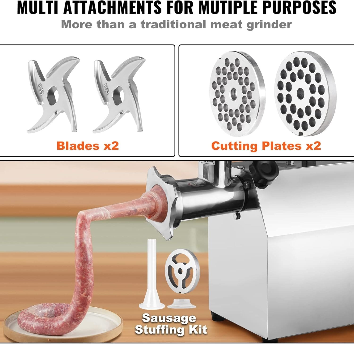 Мясорубка электрическая Vevor XZ-12 A Silver, фото №4