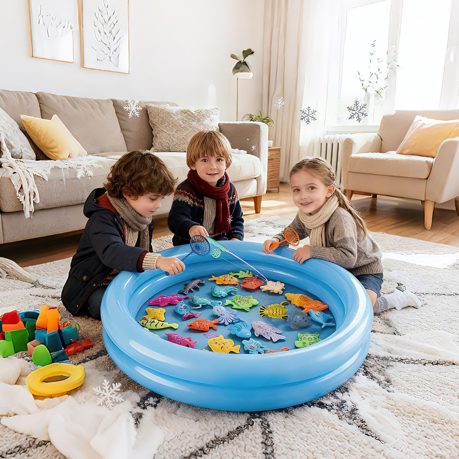 Набір для гри у ванній Магнітна риболовля з вудкою, сачком і пластиковими рибками, фото №3 Набір для гри у ванній Магнітна риболовля з вудкою, сачком і пластиковими рибками, фото №3