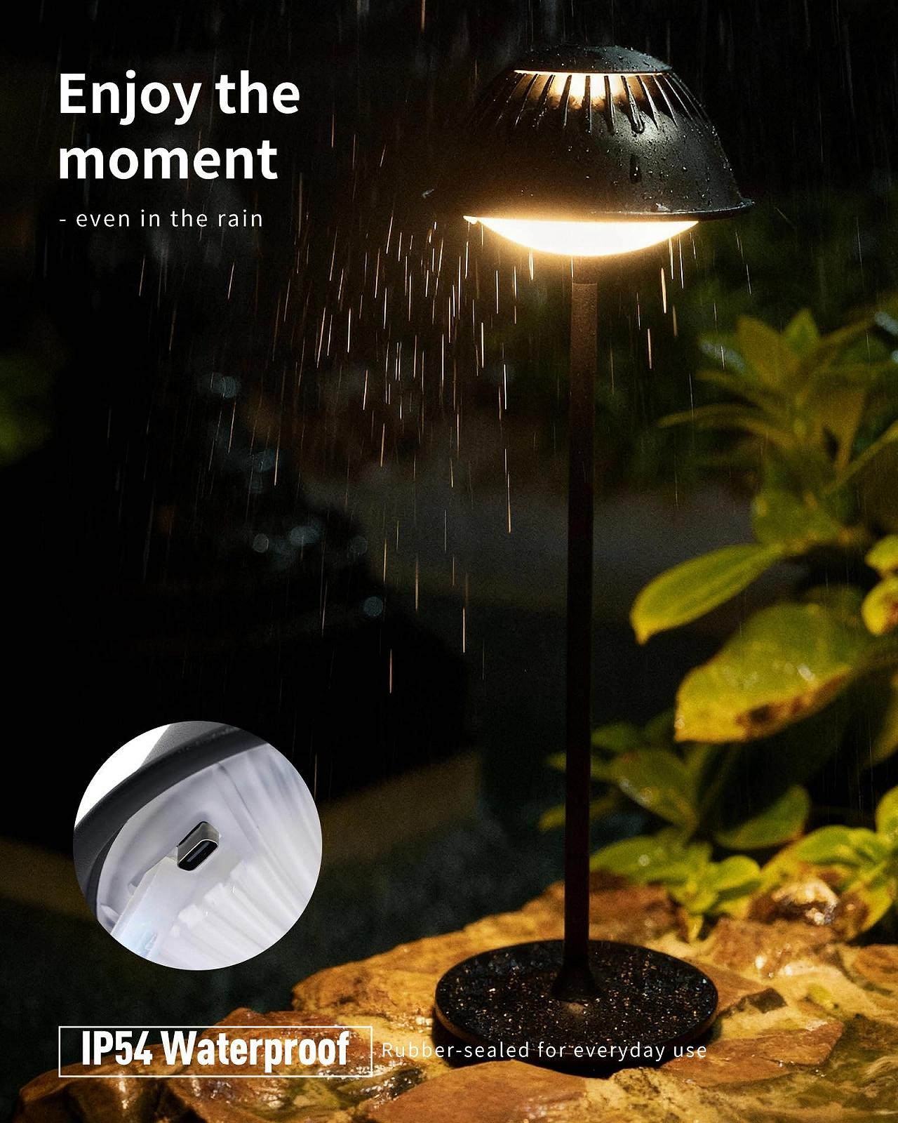 Настільна лампа LuminexDesigns Ретро акумуляторна 2 шт. Чорний, фото №7