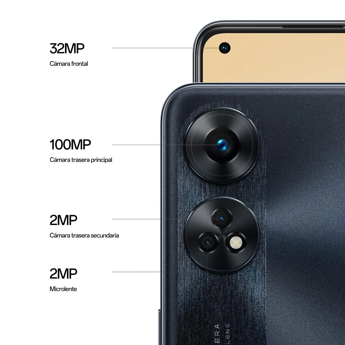 Смартфон Oppo Reno 8T 8GB+128GB 100MP+2MP 5000mAh 33W Black, фото №3