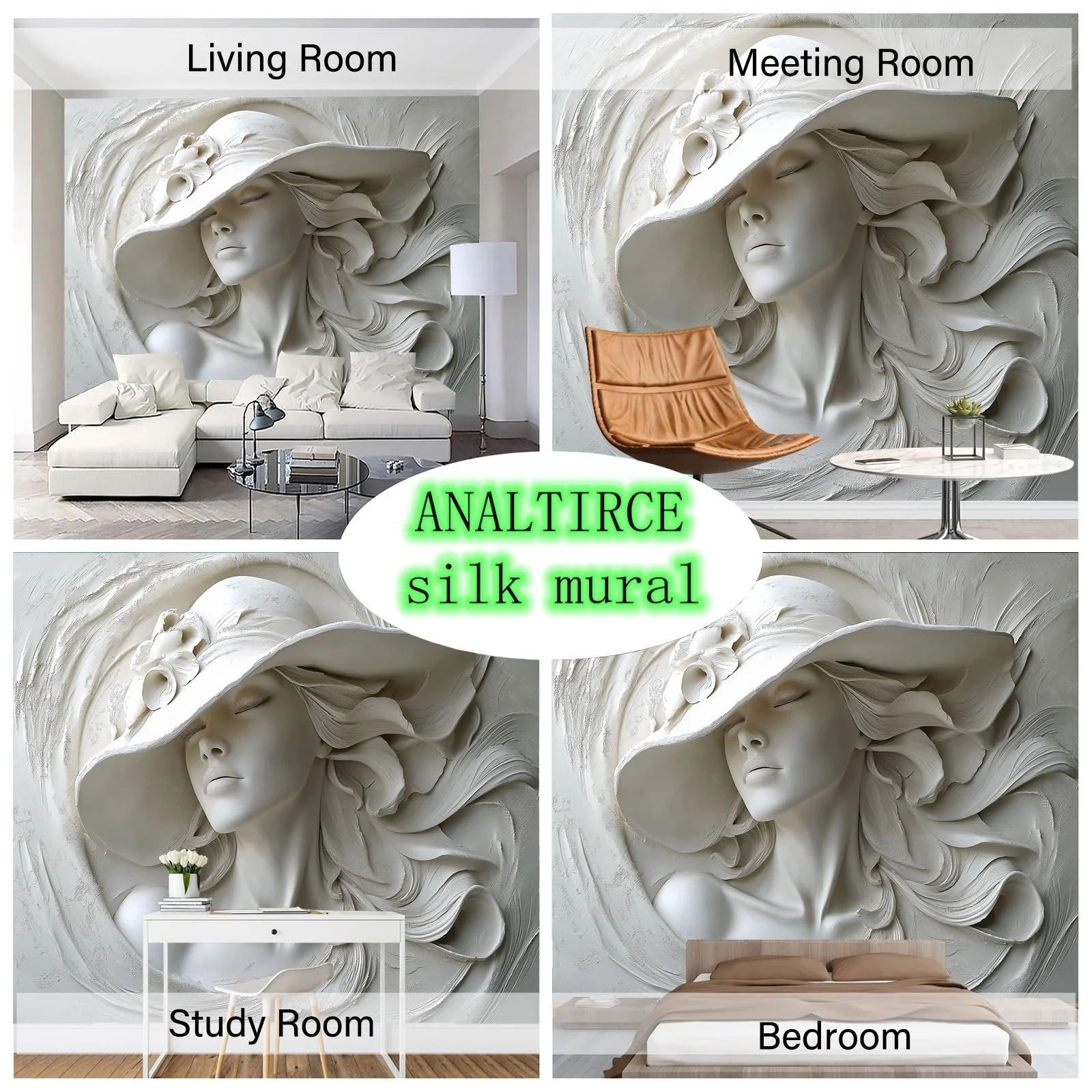 Фотообои 3D Рельеф Женщина в шляпе Современный дизайн 350 x 256 см, фото №6