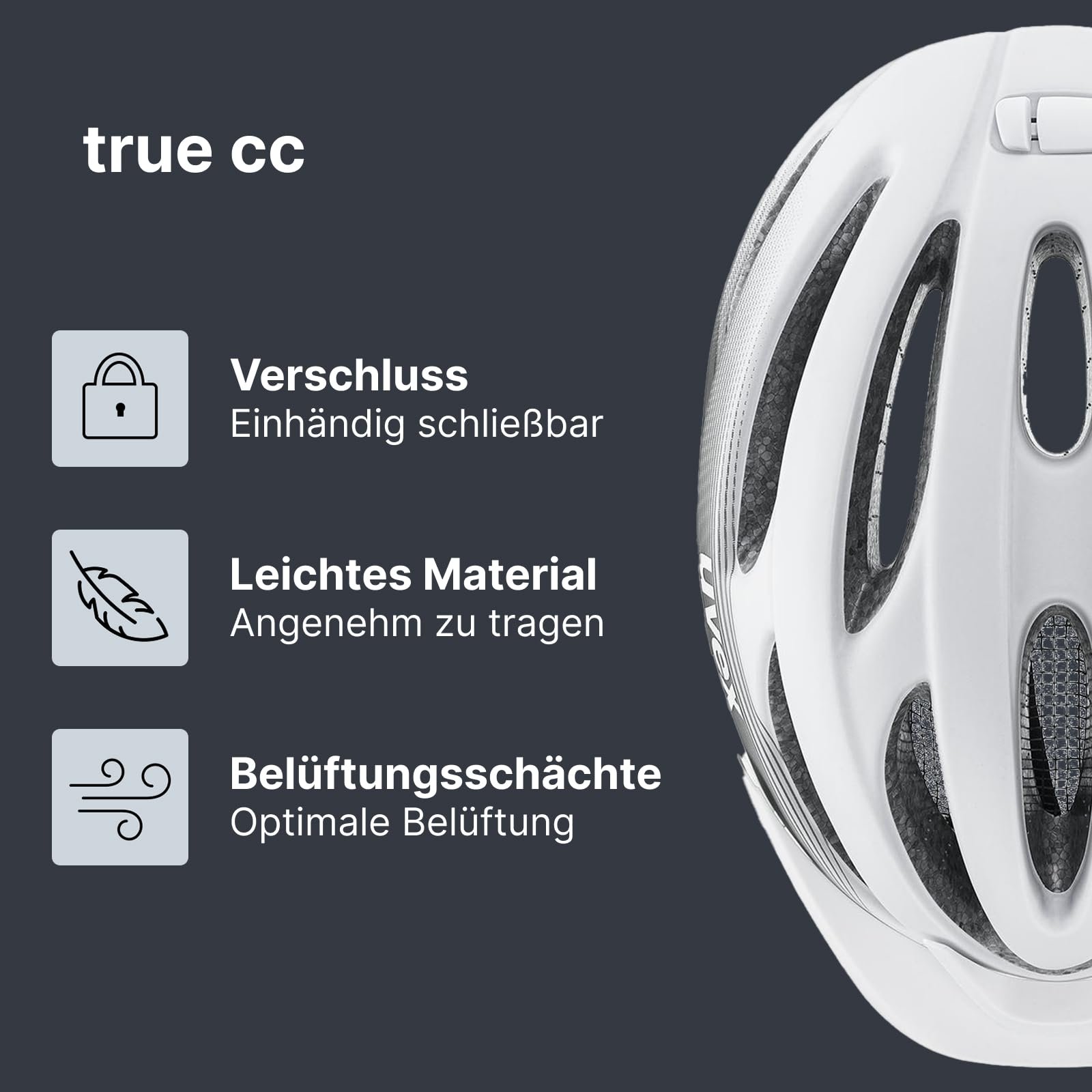 Шлем Uvex True CC 2024 Женский Матовый Белый/Серый, фото №2