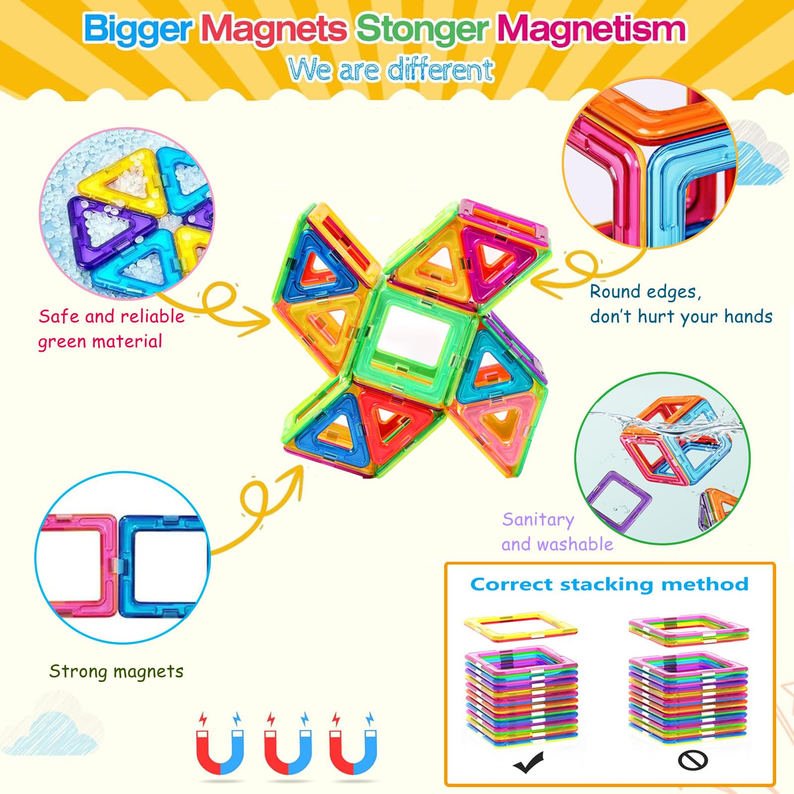 Набір morkka Magnetic Building Blocks для дітей від 3 років з магнітами, фото №5
