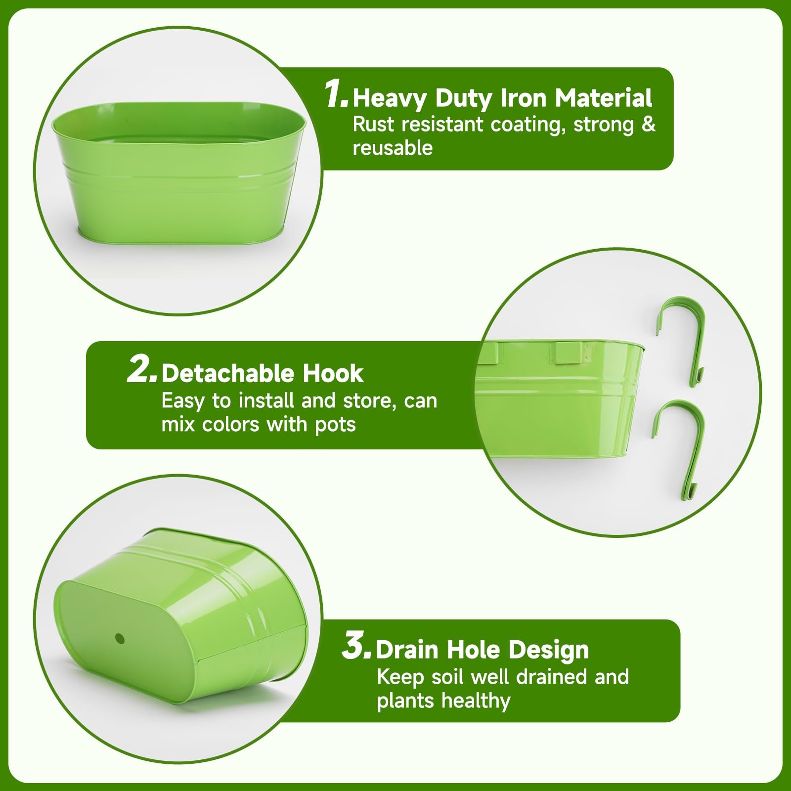 Підвісні квіткові горщики KINGLAKE Набір 4 шт 27 см металеві Різнокольорові, фото №3 Підвісні квіткові горщики KINGLAKE Набір 4 шт 27 см металеві Різнокольорові, фото №3